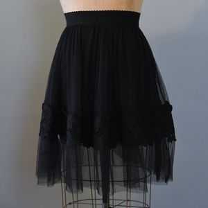 Black Tule Dress with Floral Embellishments